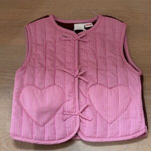 Zara Pink Striped Kids Vest with Heart Accents